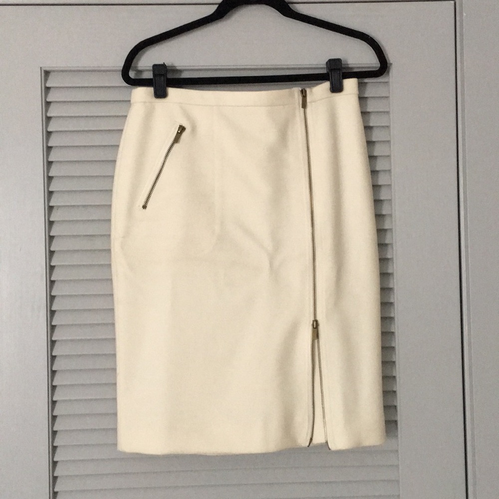 J. Crew Ivory Wool Pencil Skirt